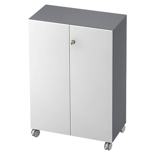 Rollenschrank TOPAS LINE, 3 Ordnerhöhen, Türen abschließbar, graphit/weiß