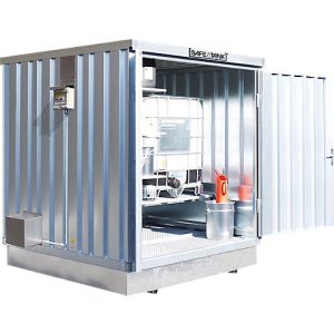 Säbu Gefahrstoffcontainer SAFE TANK 400 KTC, für aktive Lagerung, explosionsgeschützter Lüfter, Dauerbetrieb, B 2100 × T 2170 × H 2400 mm Säbu Gefahrstoffcontainer SAFE TANK 400 KTC, für aktive Lagerung, explosionsgeschützter Lüfter, Dauerbetrieb, B 2100 × T 2170 × H 2400 mm
