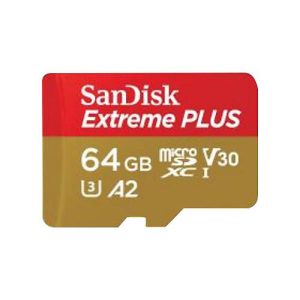 SanDisk Extreme PLUS – Flash-Speicherkarte (microSDXC-an-SD-Adapter inbegriffen) – 64 GB – A2 / Video Class V30 / UHS-I U3 / Class10 – microSDXC UHS-I SanDisk Extreme PLUS – Flash-Speicherkarte (microSDXC-an-SD-Adapter inbegriffen) – 64 GB – A2 / Video Class V30 / UHS-I U3 / Class10 – microSDXC UHS-I