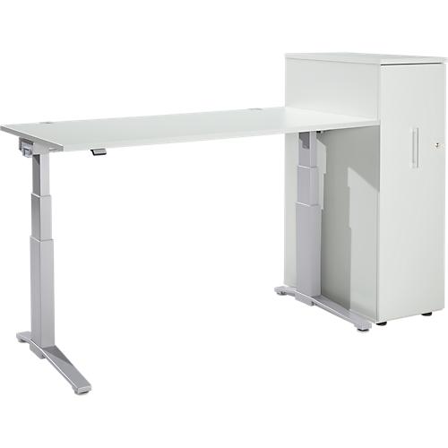 Schäfer Shop Genius 2-tlg. Büromöbel-Set, Schreibtisch ERGOSTYLE, elektrisch höhenverstellbar, lichtgrau/weißalu
