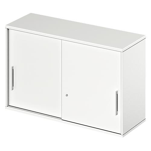 Schäfer Shop Genius Aufsatz-Schiebetürenschrank TETRIS WOOD, 2 OH, B 1200 mm, Höhe inkl. Gleiter, weiß