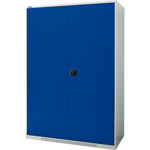 Schäfer Shop Genius Flügeltürenschrank FS, Stahl, mit Belüftungslöchern, B 1343 x T 620 x H 1950 mm, 5 OH, Lichtgrau/Enzianblau, bis 750 kg Schäfer Shop Genius Flügeltürenschrank FS, Stahl, mit Belüftungslöchern, B 1343 x T 620 x H 1950 mm, 5 OH, Lichtgrau/Enzianblau, bis 750 kg