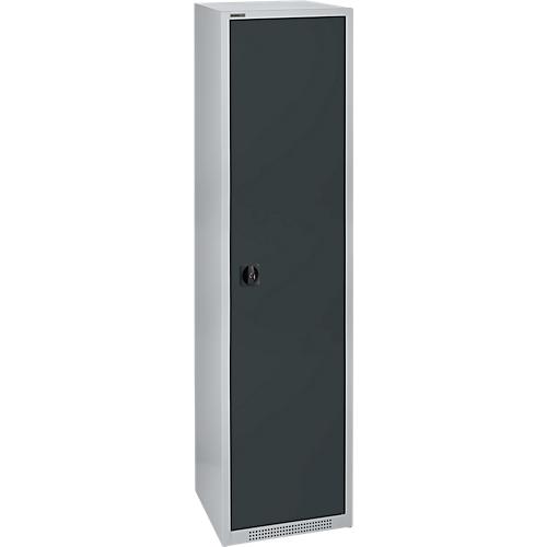 Schäfer Shop Genius Flügeltürenschrank FS, Stahl, mit Belüftungslöchern, B 545 x T 520 x H 1950 mm, 5 OH, Weißalu/Anthrazitgrau, bis 250 kg