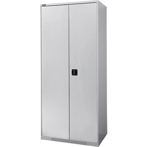 Schäfer Shop Genius Flügeltürenschrank FS, Stahl, mit Belüftungslöchern, B 810 x T 520 x H 1950 mm, 5 OH, Weißalu/Weißalu, bis 300 kg