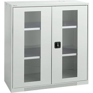 Schäfer Shop Genius Flügeltürenschrank FS, Stahl, Sichtfenster, Lüftungslöcher, B 1055 x T 520 x H 1105 mm, 3 OH, Lichtgrau/Lichtgrau, bis 300 kg Schäfer Shop Genius Flügeltürenschrank FS, Stahl, Sichtfenster, Lüftungslöcher, B 1055 x T 520 x H 1105 mm, 3 OH, Lichtgrau/Lichtgrau, bis 300 kg