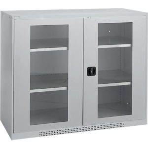 Schäfer Shop Genius Flügeltürenschrank FS, Stahl, Sichtfenster, Lüftungslöcher, B 1343 x T 520 x H 1105 mm, 3 OH, Weißalu/Weißalu, bis 450 kg Schäfer Shop Genius Flügeltürenschrank FS, Stahl, Sichtfenster, Lüftungslöcher, B 1343 x T 520 x H 1105 mm, 3 OH, Weißalu/Weißalu, bis 450 kg