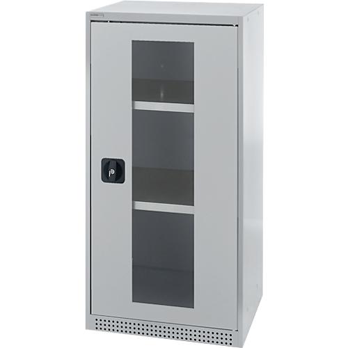 Schäfer Shop Genius Flügeltürenschrank FS, Stahl, Sichtfenster, Lüftungslöcher, B 545 x T 520 x H 1105 mm, 3 OH, Weißalu/Weißalu, bis 150 kg