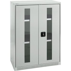 Schäfer Shop Genius Flügeltürenschrank FS, Stahl, Sichtfenster, Lüftungslöcher, B 810 x T 520 x H 1105 mm, 3 OH, Lichtgrau/Lichtgrau, bis 180 kg Schäfer Shop Genius Flügeltürenschrank FS, Stahl, Sichtfenster, Lüftungslöcher, B 810 x T 520 x H 1105 mm, 3 OH, Lichtgrau/Lichtgrau, bis 180 kg