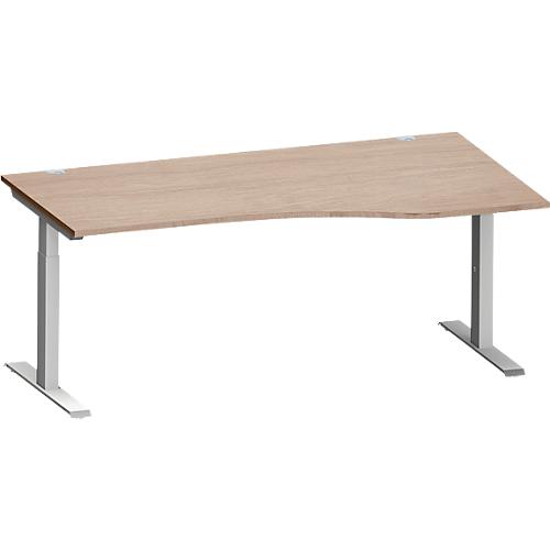 Schäfer Shop Genius Freiformschreibtisch MODENA FLEX, C-Fuß-Rechteckrohr, B 1800 mm, Ansatz rechts, Eiche-Dekor/weißalu