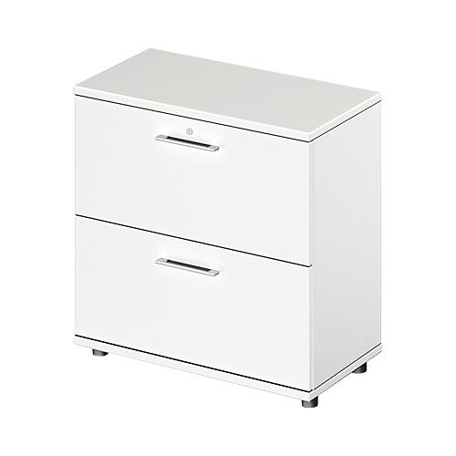 Schäfer Shop Genius Hängeregistraturschrank TETRIS WOOD, 2 OH, B 800 x T 421 x H 800 mm, Höhe inkl. Gleiter, weiß