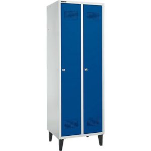 Schäfer Shop Genius Kleiderspind mit Füßen, 2 Abteile, 300 mm Abteilbreite, Zylinderschloss, enzianblau Schäfer Shop Genius Kleiderspind mit Füßen, 2 Abteile, 300 mm Abteilbreite, Zylinderschloss, enzianblau