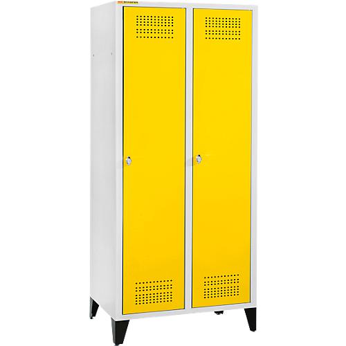 Schäfer Shop Genius Kleiderspind mit Füßen, 2 Abteile, 400 mm Abteilbreite, Sicherheitsdrehriegelverschluss, rapsgelb