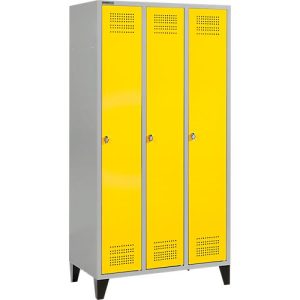 Schäfer Shop Genius Kleiderspind mit Füßen, 3 Abteile, Drehverschluss, hellsilber/gelb Schäfer Shop Genius Kleiderspind mit Füßen, 3 Abteile, Drehverschluss, hellsilber/gelb