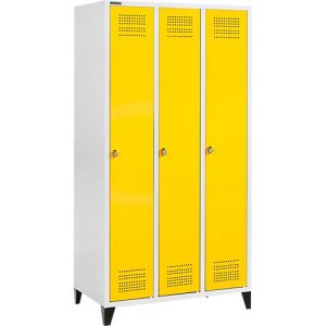 Schäfer Shop Genius Kleiderspind mit Füßen, 3 Abteile, Drehverschluss, lichtgrau/gelb Schäfer Shop Genius Kleiderspind mit Füßen, 3 Abteile, Drehverschluss, lichtgrau/gelb