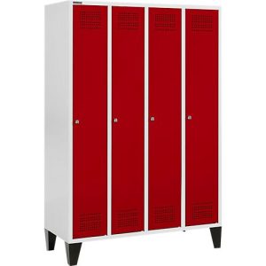 Schäfer Shop Genius Kleiderspind mit Füßen, 4 Abteile, Zylinderschloss, lichtgrau/rot Schäfer Shop Genius Kleiderspind mit Füßen, 4 Abteile, Zylinderschloss, lichtgrau/rot