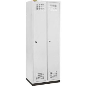 Schäfer Shop Genius Kleiderspind mit Sockel, 2 Abteile, 300 mm Abteilbreite, Zylinderschloss, lichtgrau/lichtgrau Schäfer Shop Genius Kleiderspind mit Sockel, 2 Abteile, 300 mm Abteilbreite, Zylinderschloss, lichtgrau/lichtgrau