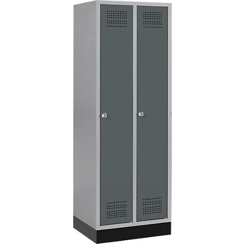 Schäfer Shop Genius Kleiderspind mit Sockel, 2 Abteile, Zylinderschloss, weißaluminium/anthrazit