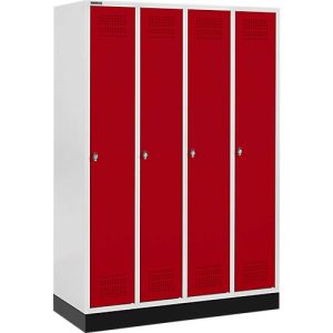 Schäfer Shop Genius Kleiderspind mit Sockel, 4 Abteile, Drehriegelverschluss, lichtgrau/rot Schäfer Shop Genius Kleiderspind mit Sockel, 4 Abteile, Drehriegelverschluss, lichtgrau/rot