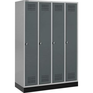 Schäfer Shop Genius Kleiderspind mit Sockel, 4 Abteile, Drehriegelverschluss, weißaluminium/anthrazit Schäfer Shop Genius Kleiderspind mit Sockel, 4 Abteile, Drehriegelverschluss, weißaluminium/anthrazit