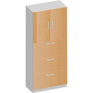 Schäfer Shop Genius Kombischrank TETRIS SOLID, 6 OH, B 800 mm, oben Flügeltüren, unten HR-Auszüge, Buche/weißalu Schäfer Shop Genius Kombischrank TETRIS SOLID, 6 OH, B 800 mm, oben Flügeltüren, unten HR-Auszüge, Buche/weißalu