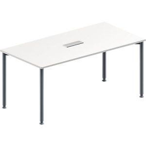 Schäfer Shop Genius Konferenztisch, 3-fach Tischanschlussfeld, Rechteck, 4-Fuß Rundrohr, B 1600 x T 800 x H 720-840 mm, weiß/weißaluminium RAL 9006 Schäfer Shop Genius Konferenztisch, 3-fach Tischanschlussfeld, Rechteck, 4-Fuß Rundrohr, B 1600 x T 800 x H 720-840 mm, weiß/weißaluminium RAL 9006