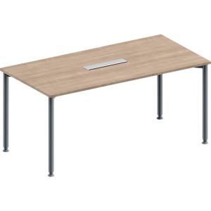 Schäfer Shop Genius Konferenztisch, 6-fach Anschluss, Rechteck, 4-Fuß Rundrohr, B 1600 x T 800 x H 720-840 mm, Eiche-Dekor/weißalu Schäfer Shop Genius Konferenztisch, 6-fach Anschluss, Rechteck, 4-Fuß Rundrohr, B 1600 x T 800 x H 720-840 mm, Eiche-Dekor/weißalu