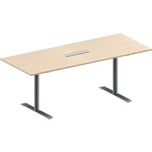 Schäfer Shop Genius Konferenztisch MODENA FLEX, 6-fach Anschluss, Rechteck, T-Fuß Rundrohr, B 2000 x T 800 x H 650-850 mm, Ahorn/weißalu Schäfer Shop Genius Konferenztisch MODENA FLEX, 6-fach Anschluss, Rechteck, T-Fuß Rundrohr, B 2000 x T 800 x H 650-850 mm, Ahorn/weißalu