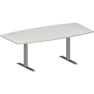 Schäfer Shop Genius Konferenztisch MODENA FLEX, Boot, T-Fuß Rechteckrohr, B 2000 x H 650-850 mm, lichtgrau/weißaluminium RAL 9006 Schäfer Shop Genius Konferenztisch MODENA FLEX, Boot, T-Fuß Rechteckrohr, B 2000 x H 650-850 mm, lichtgrau/weißaluminium RAL 9006