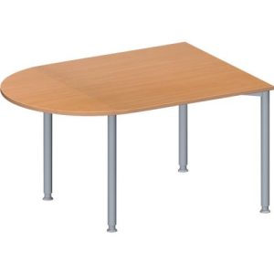 Schäfer Shop Genius Konferenztisch MODENA FLEX, Halbkreis, 4-Fuß Rundrohr, B 1400 x T 1000 x H 720-840 mm, Buche/weißaluminium RAL 9006 Schäfer Shop Genius Konferenztisch MODENA FLEX, Halbkreis, 4-Fuß Rundrohr, B 1400 x T 1000 x H 720-840 mm, Buche/weißaluminium RAL 9006