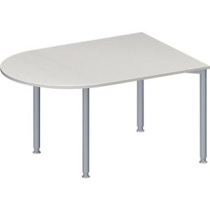 Schäfer Shop Genius Konferenztisch MODENA FLEX, Halbkreis, 4-Fuß Rundrohr, B 1400 x T 1000 x H 720-840 mm, lichtgrau/weißaluminium RAL 9006 Schäfer Shop Genius Konferenztisch MODENA FLEX, Halbkreis, 4-Fuß Rundrohr, B 1400 x T 1000 x H 720-840 mm, lichtgrau/weißaluminium RAL 9006