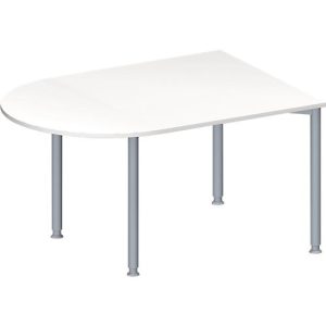 Schäfer Shop Genius Konferenztisch MODENA FLEX, Halbkreis, 4-Fuß Rundrohr, B 1400 x T 1000 x H 720-840 mm, weiß/weißaluminium RAL 9006 Schäfer Shop Genius Konferenztisch MODENA FLEX, Halbkreis, 4-Fuß Rundrohr, B 1400 x T 1000 x H 720-840 mm, weiß/weißaluminium RAL 9006