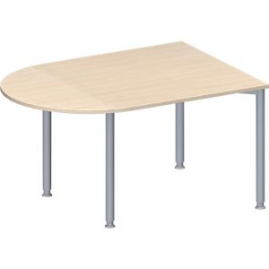 Schäfer Shop Genius Konferenztisch MODENA FLEX, Halbkreis, 4-Fuß Rundrohr, B 1400 x T 1000 x H 720-8740 mm, Ahorn/weißaluminium RAL 9006 Schäfer Shop Genius Konferenztisch MODENA FLEX, Halbkreis, 4-Fuß Rundrohr, B 1400 x T 1000 x H 720-8740 mm, Ahorn/weißaluminium RAL 9006