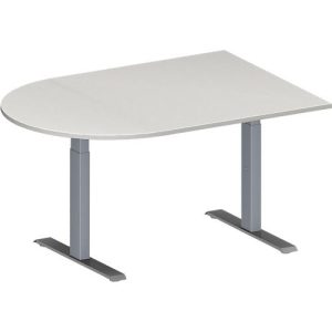 Schäfer Shop Genius Konferenztisch MODENA FLEX, Halbkreis, T-Fuß Rechteckrohr, B 1400 x T 1000 x H 650-850 mm, lichtgrau/weißaluminium RAL 9006 Schäfer Shop Genius Konferenztisch MODENA FLEX, Halbkreis, T-Fuß Rechteckrohr, B 1400 x T 1000 x H 650-850 mm, lichtgrau/weißaluminium RAL 9006