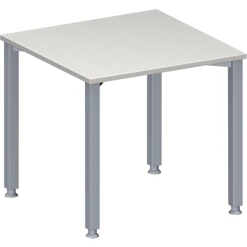 Schäfer Shop Genius Konferenztisch MODENA FLEX, Quadrat, 4-Fuß Quadratrohr, B 800 x T 800 x H 720-840 mm, lichtgrau/weißaluminium RAL 9006