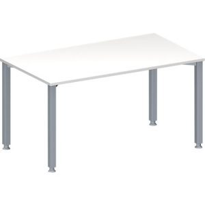 Schäfer Shop Genius Konferenztisch MODENA FLEX, Rechteck, 4-Fuß Quadratrohr, B 1400 x T 800 x H 720-840 mm, weiß/weißaluminium RAL 9006