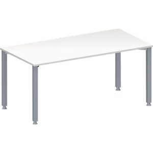 Schäfer Shop Genius Konferenztisch MODENA FLEX, Rechteck, 4-Fuß Quadratrohr, B 1600 x T 800 x H 720-840 mm, weiß/weißaluminium RAL 9006