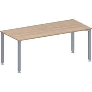 Schäfer Shop Genius Konferenztisch MODENA FLEX, Rechteck, 4-Fuß Quadratrohr, B 1800 x T 800 x H 720-840 mm, Eiche-Dekor/weißaluminium RAL 9006