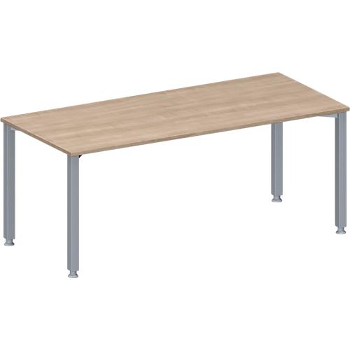 Schäfer Shop Genius Konferenztisch MODENA FLEX, Rechteck, 4-Fuß Quadratrohr, B 1800 x T 800 x H 720-840 mm, Eiche-Dekor/weißaluminium RAL 9006