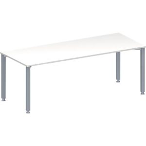 Schäfer Shop Genius Konferenztisch MODENA FLEX, Rechteck, 4-Fuß Quadratrohr, B 2000 x T 800 x H 720-840 mm, weiß/weißaluminium RAL 9006