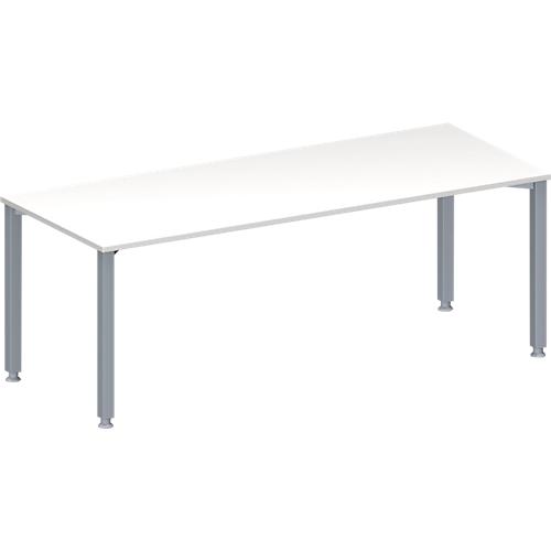 Schäfer Shop Genius Konferenztisch MODENA FLEX, Rechteck, 4-Fuß Quadratrohr, B 2000 x T 800 x H 720-840 mm, weiß/weißaluminium RAL 9006