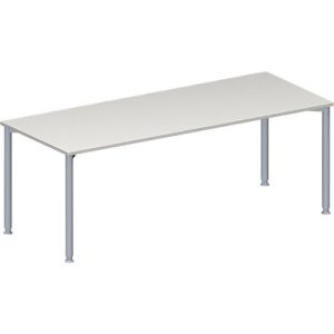 Schäfer Shop Genius Konferenztisch MODENA FLEX, Rechteck, 4-Fuß Rundrohr, B 2000 x T 800 x H 720-840 mm, lichtgrau/weißaluminium RAL 9006 Schäfer Shop Genius Konferenztisch MODENA FLEX, Rechteck, 4-Fuß Rundrohr, B 2000 x T 800 x H 720-840 mm, lichtgrau/weißaluminium RAL 9006