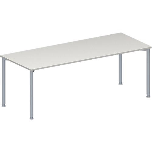 Schäfer Shop Genius Konferenztisch MODENA FLEX, Rechteck, 4-Fuß Rundrohr, B 2000 x T 800 x H 720-840 mm, lichtgrau/weißaluminium RAL 9006