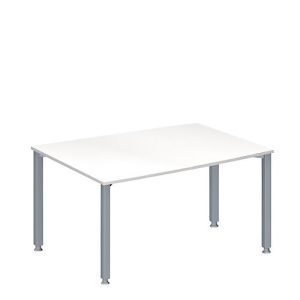 Schäfer Shop Genius Konferenztisch MODENA FLEX, Tonne, 4-Fuß Quadratrohr, B 1400 x T 1000/800 x H 720-840 mm, weiß/weißaluminium RAL 9006 Schäfer Shop Genius Konferenztisch MODENA FLEX, Tonne, 4-Fuß Quadratrohr, B 1400 x T 1000/800 x H 720-840 mm, weiß/weißaluminium RAL 9006