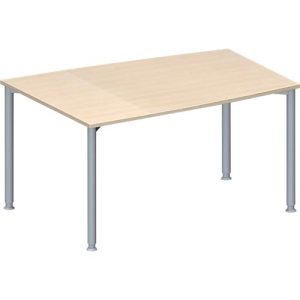 Schäfer Shop Genius Konferenztisch MODENA FLEX, Tonne, 4-Fuß Rundrohr, B 1400 x T 1000 x H 720-840 mm, Ahorn/weißaluminium RAL 9006 Schäfer Shop Genius Konferenztisch MODENA FLEX, Tonne, 4-Fuß Rundrohr, B 1400 x T 1000 x H 720-840 mm, Ahorn/weißaluminium RAL 9006