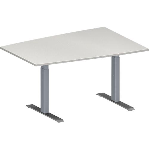 Schäfer Shop Genius Konferenztisch MODENA FLEX, Tonne, T-Fuß Rechteckrohr, B 1400 x T 1000 x H 650-850 mm, lichtgrau/weißaluminium RAL 9006