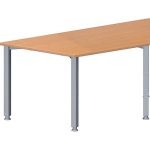 Schäfer Shop Genius Konferenztisch MODENA FLEX, Trapez, 4-Fuß Quadratrohr, B 1600 x T 800 x H 720-840 mm, Buche/weißaluminium RAL 9006 Schäfer Shop Genius Konferenztisch MODENA FLEX, Trapez, 4-Fuß Quadratrohr, B 1600 x T 800 x H 720-840 mm, Buche/weißaluminium RAL 9006