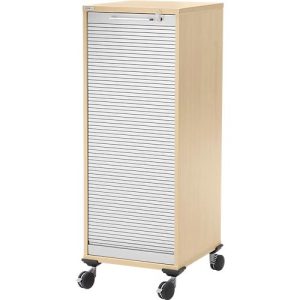 Schäfer Shop Genius Multimobil, B 450 x T 500 x H 1220 mm, Kunststoffrollladen, mit Rollen, abschließbar, Ahorn Schäfer Shop Genius Multimobil, B 450 x T 500 x H 1220 mm, Kunststoffrollladen, mit Rollen, abschließbar, Ahorn