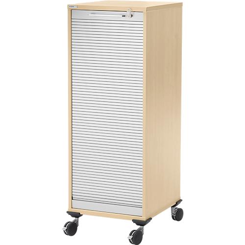 Schäfer Shop Genius Multimobil, B 450 x T 500 x H 1220 mm, Kunststoffrollladen, mit Rollen, abschließbar, Ahorn