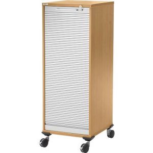 Schäfer Shop Genius Multimobil, B 450 x T 500 x H 1220 mm, Kunststoffrollladen, mit Rollen, abschließbar, Buche Schäfer Shop Genius Multimobil, B 450 x T 500 x H 1220 mm, Kunststoffrollladen, mit Rollen, abschließbar, Buche