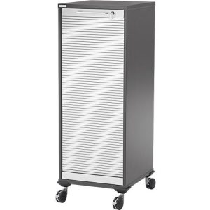 Schäfer Shop Genius Multimobil, B 450 x T 500 x H 1220 mm, Kunststoffrollladen, mit Rollen, abschließbar, graphit Schäfer Shop Genius Multimobil, B 450 x T 500 x H 1220 mm, Kunststoffrollladen, mit Rollen, abschließbar, graphit